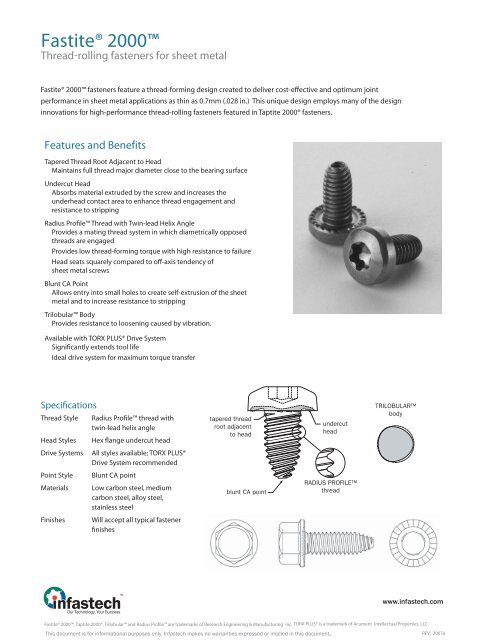 Fastite® 2000™ Brochure - Infastech