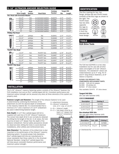 UltraCon® 5/16" Brochure - Infastech
