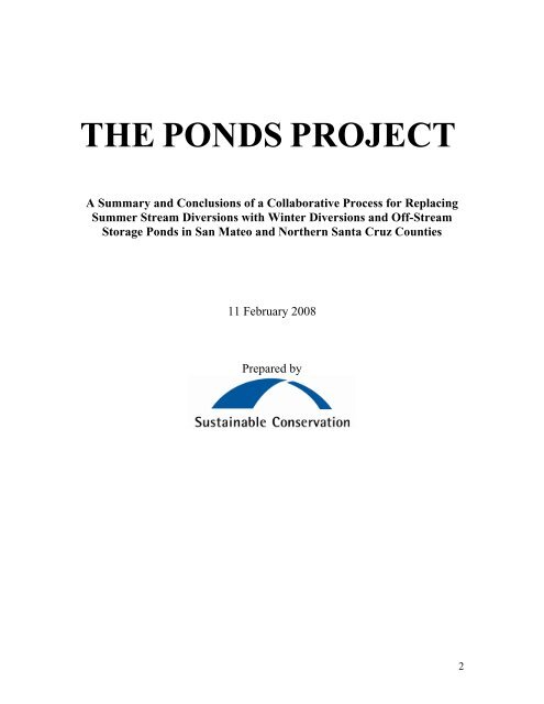 THE PONDS PROJECT - Sustainable Conservation