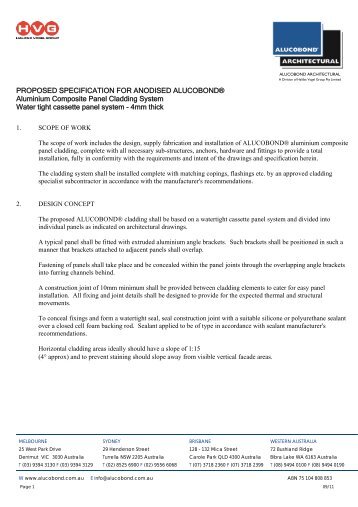 Alucobond Casette Specification Anodised - Alucobond Architectural