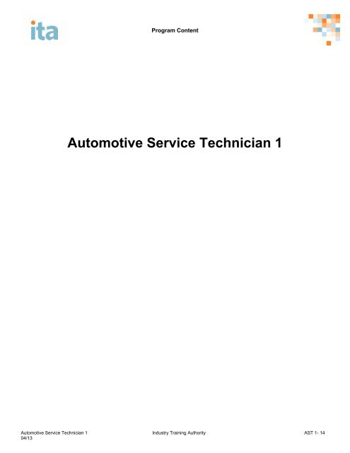 Automotive Service Technician 1 - Industry Training Authority