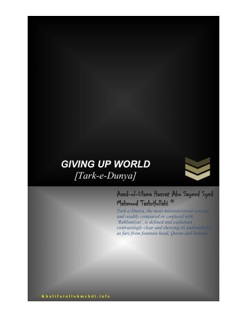 GIVING UP WORLD [Tark-e-Dunya] - Khalifatullah Mehdi