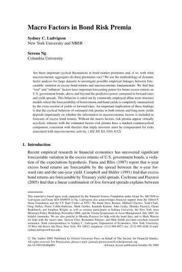 Macro Factors in Bond Risk Premia - Department of Economics ...