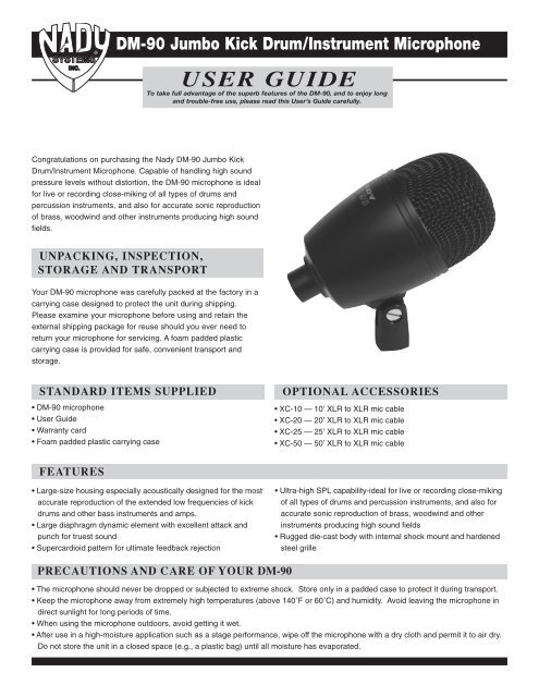 DM 90 Microphone Manual - Nady