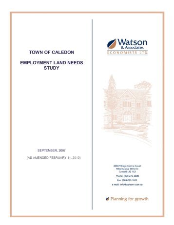 TOWN OF CALEDON EMPLOYMENT LAND NEEDS STUDY