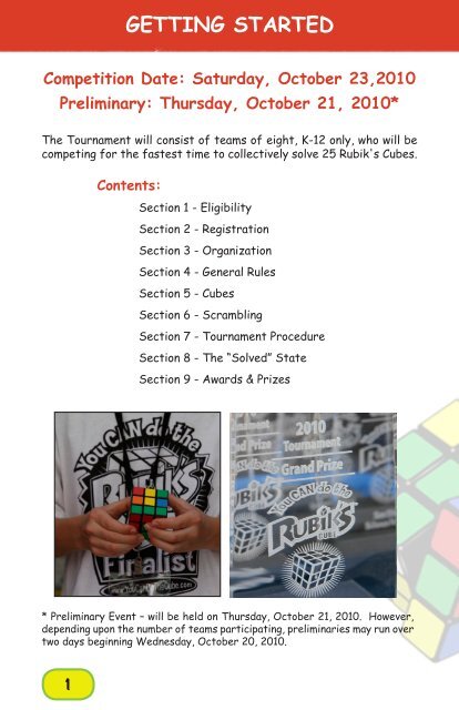 TOURNAMENT RULES - You CAN Do the Rubik's Cube!