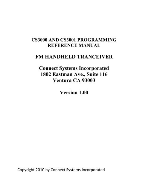Programming Manual - Connect Systems
