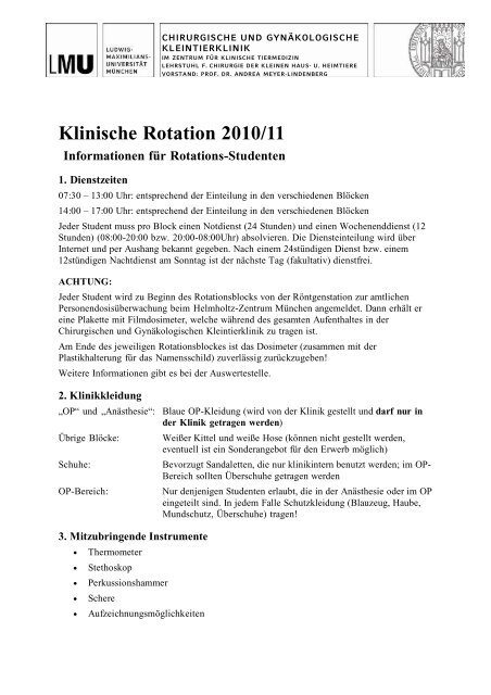 Klinische Rotation 2010/11 - Chirurgische und gynÃ¤kologische ...