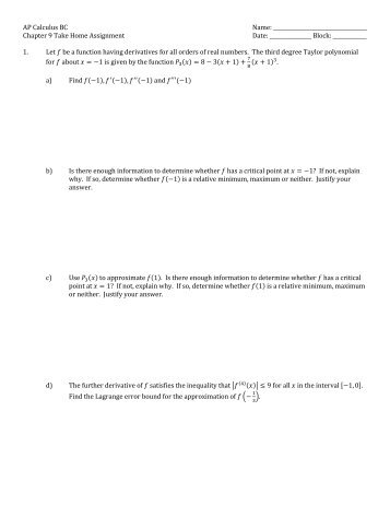 Chapter 9 Take Home Assignment