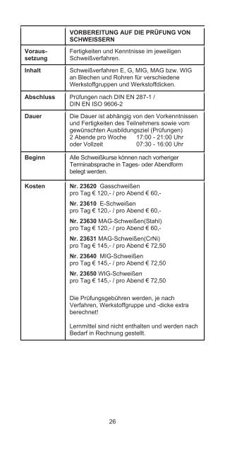 LEHRGANGSPROGRAMM - Handwerkskammer Bremen