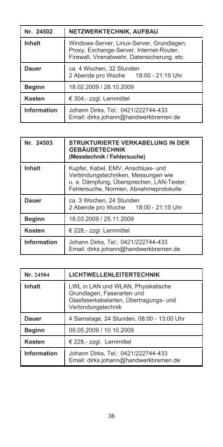 LEHRGANGSPROGRAMM - Handwerkskammer Bremen