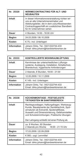 LEHRGANGSPROGRAMM - Handwerkskammer Bremen