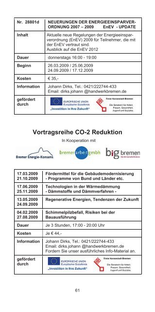 LEHRGANGSPROGRAMM - Handwerkskammer Bremen