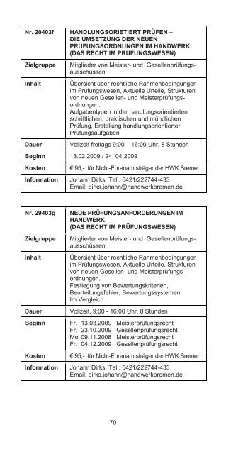 LEHRGANGSPROGRAMM - Handwerkskammer Bremen