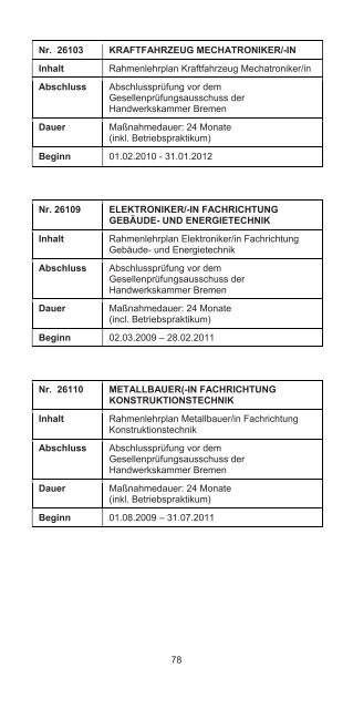 LEHRGANGSPROGRAMM - Handwerkskammer Bremen