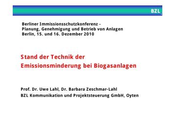 Stand der Technik der Emissionsminderung bei Biogasanlagen