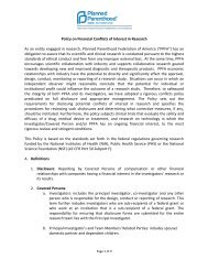 PPFA financial conflicts of interest policy - Planned Parenthood
