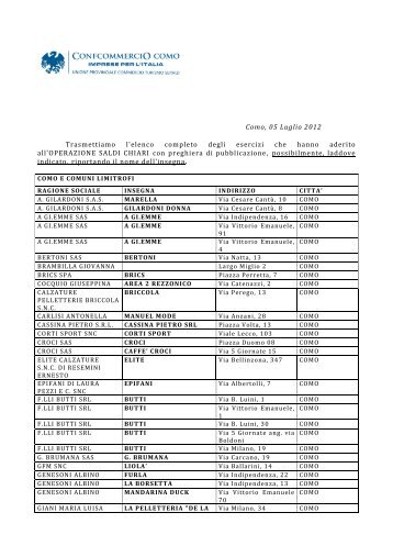 negozi aderenti saldi chiari 2012 - Ecoinformazioni