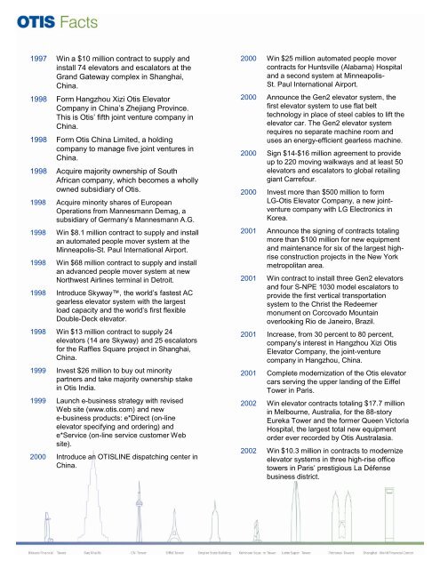 OVERVIEW, SIZE AND SCOPE REVENUES - Otis Elevator Company