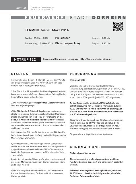 Dornbirner Gemeindeblatt KW 12 vom 21.03.2014
