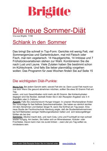 Die neue Sommer-Diät - BRIGITTE.de