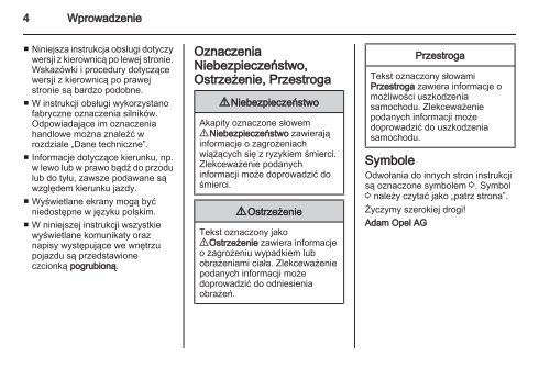 Opel Corsa 2013 â Instrukcja obsÅugi â Opel Polska