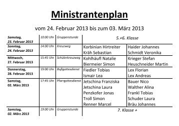 Ministrantenplan - Pfarrei Leiblfing
