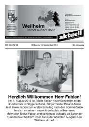 2013 Mitteilungsblatt Nr. 19 - Gemeinde Weilheim / Baden