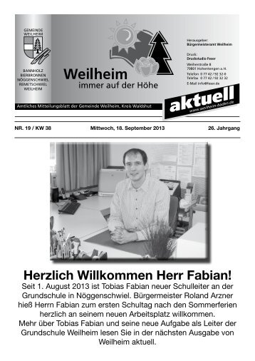2013 Mitteilungsblatt Nr. 19 - Gemeinde Weilheim / Baden