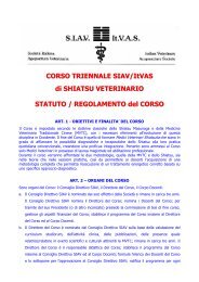 Statuto e regolamento del I Corso triennale SIAV di shiatsu veterinario