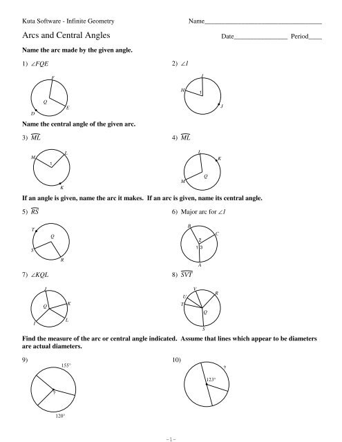 11-Arcs and Central Angles - Kuta Software