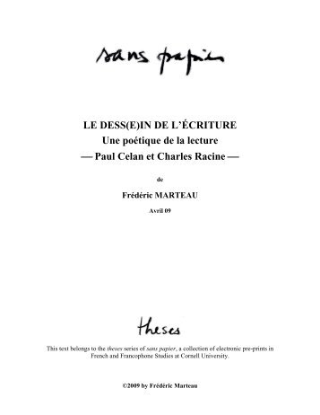 LE DESS(E)IN DE L'ÉCRITURE Une poétique de la lecture - Paul ...