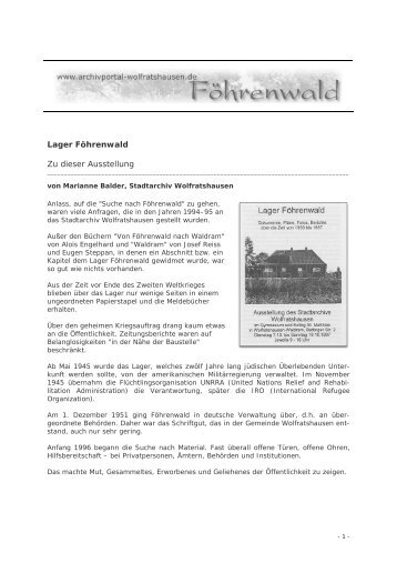 (nur Text) zur Ausstellung als PDF herunterladen - archivportal-toel ...