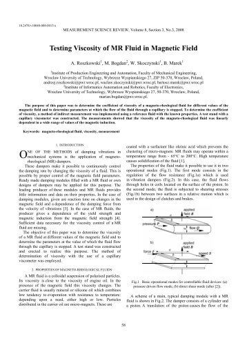 Testing Viscosity of MR Fluid in Magnetic Field - Measurement ...