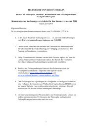 technische universität berlin - Institut für Philosophie - TU Berlin