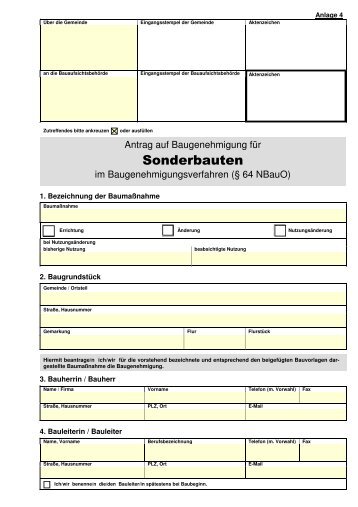 Formular Â§ 64 Sonderbau