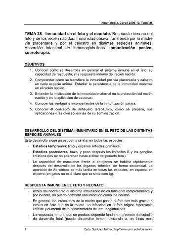 TEMA 28.- Inmunidad en el feto y el neonato ... - Sanidad Animal