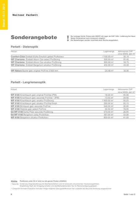 Sonderangebote - Parkett-Reno