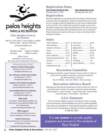 Summer 2011 Brochure Park.qxd - City of Palos Heights, IL