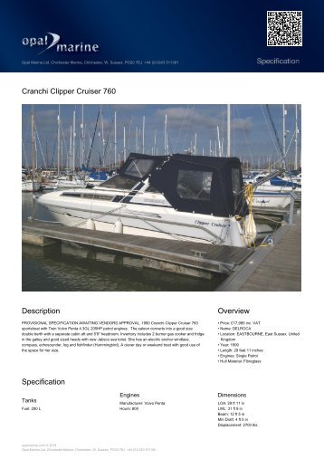 Cranchi Clipper Cruiser 760 - Opal Marine