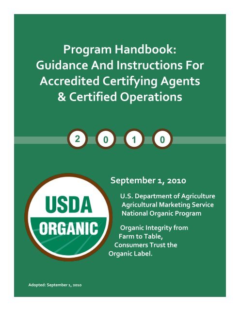 (National Organic Program) Handbook - Agricultural Marketing ...