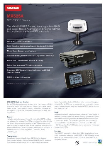 Product Sheet MX525A - Simrad Yachting