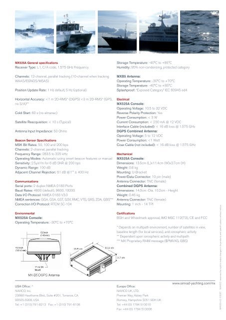 Product Sheet MX525A - Simrad Yachting