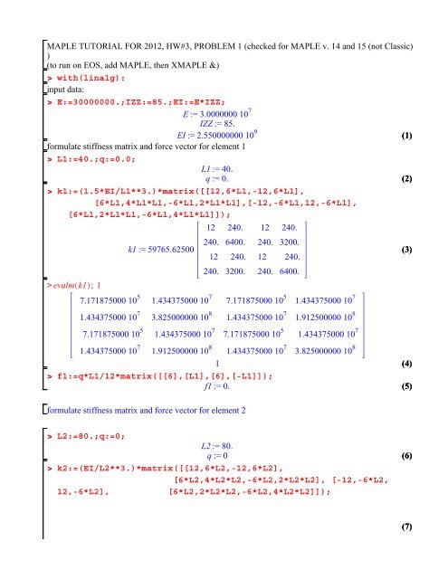 HW #3 Problem 1 MAPLE Tutorial (pdf)