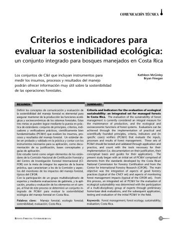 Criterios e indicadores para evaluar la sostenibilidad ecolÃ³gica - Catie