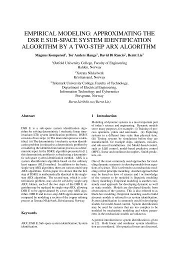 approximating the dsr e sub-space system identification algorithm by ...