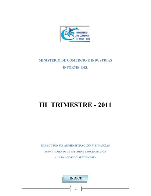 Informe Trimestral Julio, Agosto, Septiembre 2011 - Ministerio de ...