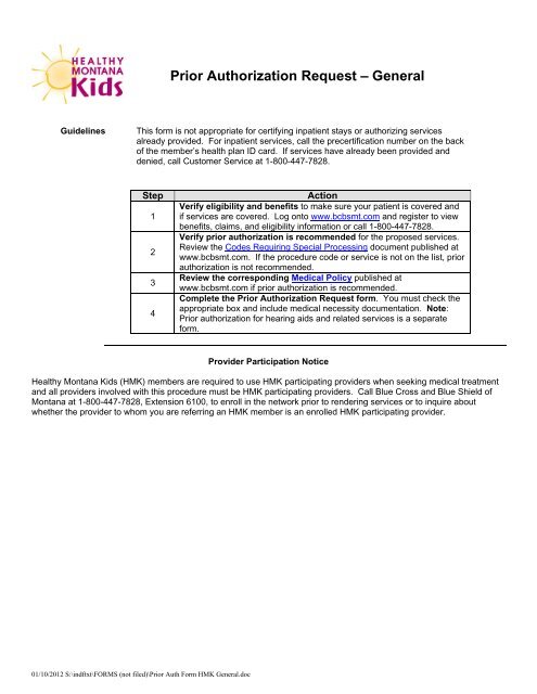 HMK General Form Blue Cross And Blue Shield Of Montana HMK General Form Blue Cross And Blue Shield Of Montana