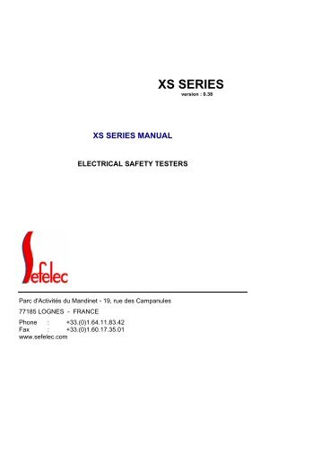 xs series manual - Sefelec