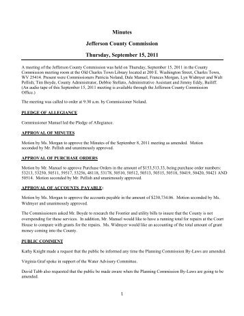 Minutes Jefferson County Commission Thursday, September 15, 2011